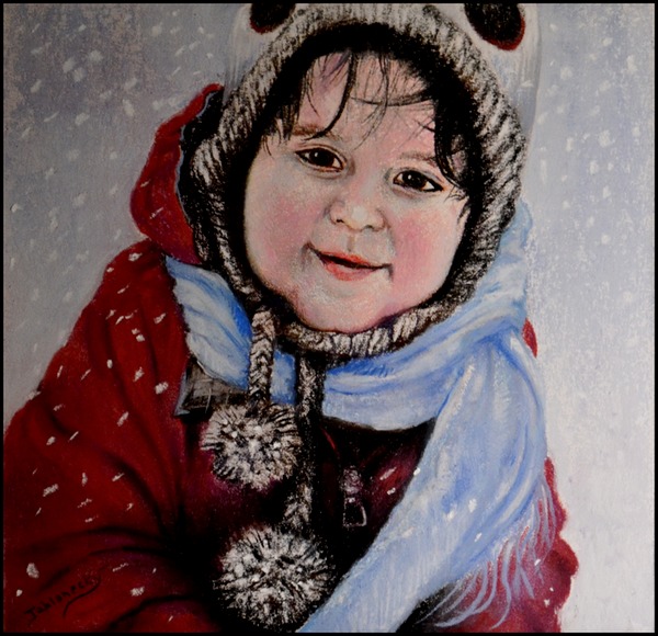 Boy with snowflakes